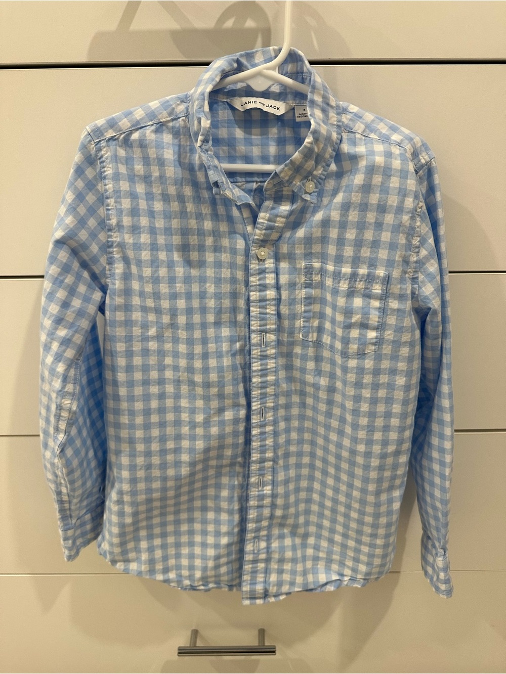 Janie and Jack Blue Gingham Button-Down Shirt Size 7